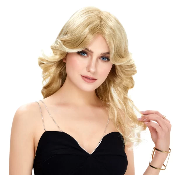 Doll Wig | 70s Farrah Fawcett Hairstyle Long Wavy Light Blonde Wig  ( 20 Inch )