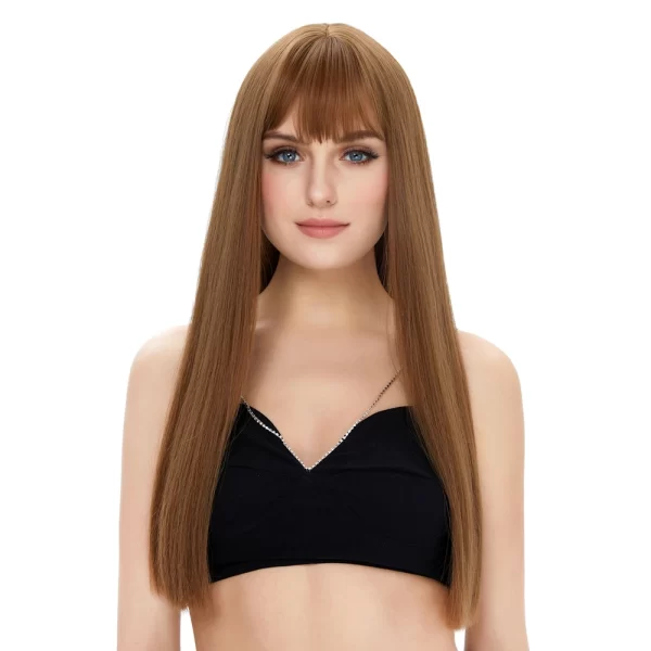 Doll Wig | Blonde Long Straight Wig with Bangs ( 22 Inch )
