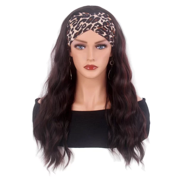 Doll Wig |  Long Dark Brown Highlight Body Wave Headband Wig ( 24 Inch )